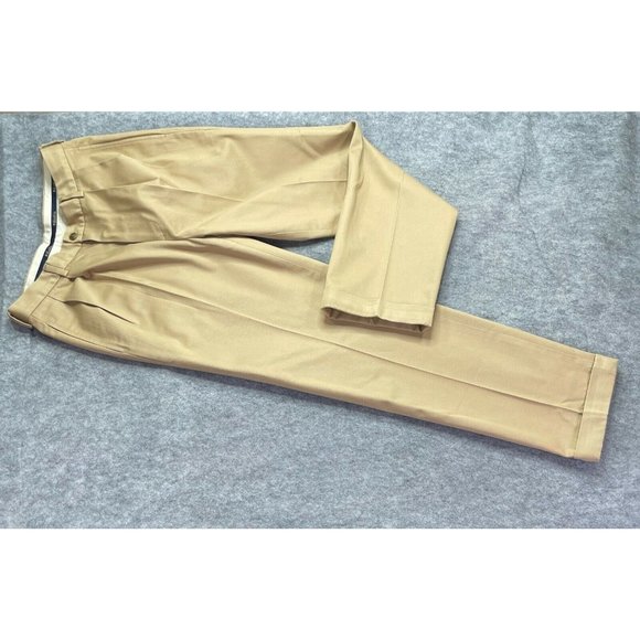 Brooks Brothers Chino Pants Men 31 x 30 Beige Tan Elliot Fit Cuffed Pleated - Picture 1 of 11